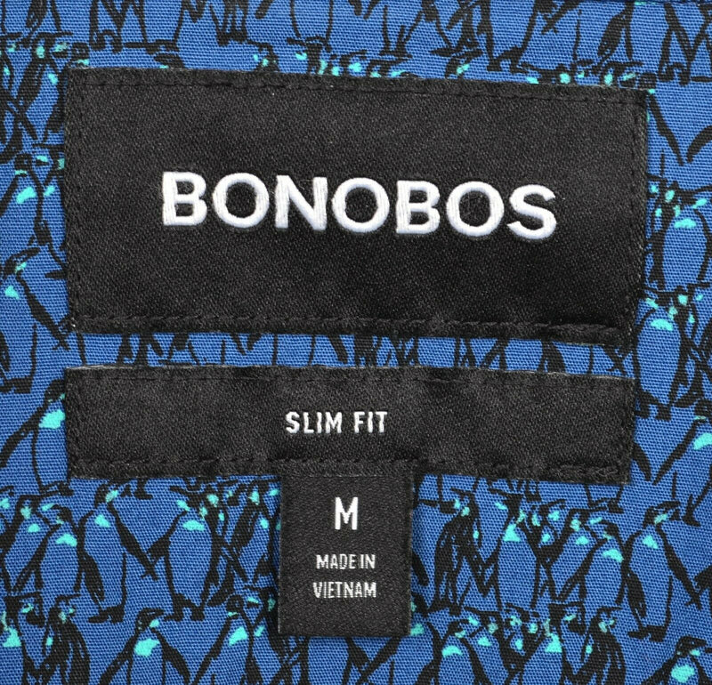 Bonobos Men's Medium Slim Fit Penguin Pattern Blue Button-Down Shirt