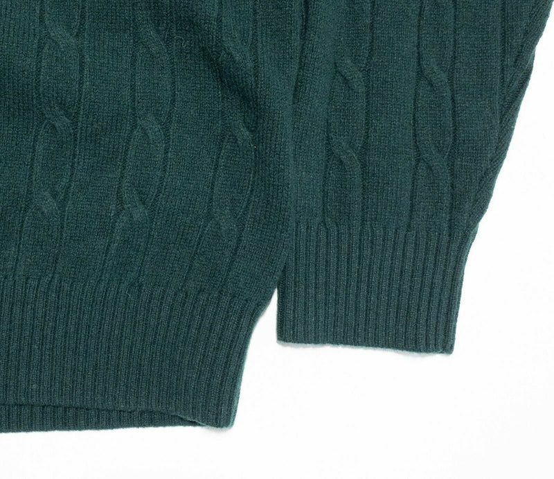 Brooks Brothers Men's XL 100% Merino Wool Green Cable-Knit Sheep Logo Sweater