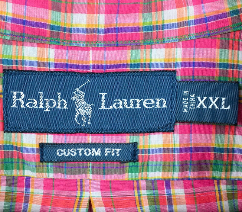 Polo Ralph Lauren Men's 2XL Pink Green Plaid Pony Logo Button-Down Shirt