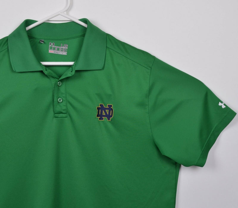 Notre Dame Men's Large Loose Under Armour HeatGear Solid Green ND Polo Shirt