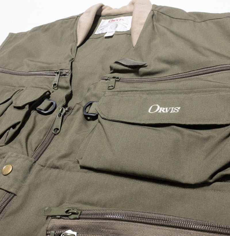 Orvis Fly Fishing Vest Men's 2XL Multi-Pocket Vintage Olive Green Outdoor