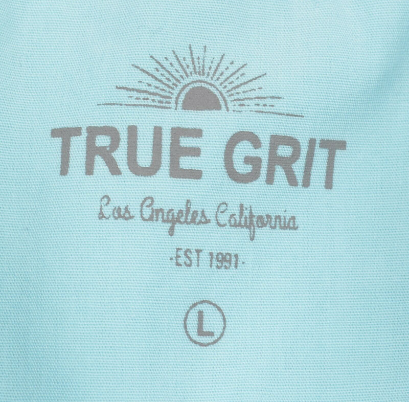 True Grit California Men's Sz Large Aqua Blue Short Sleeve Polo Shirt