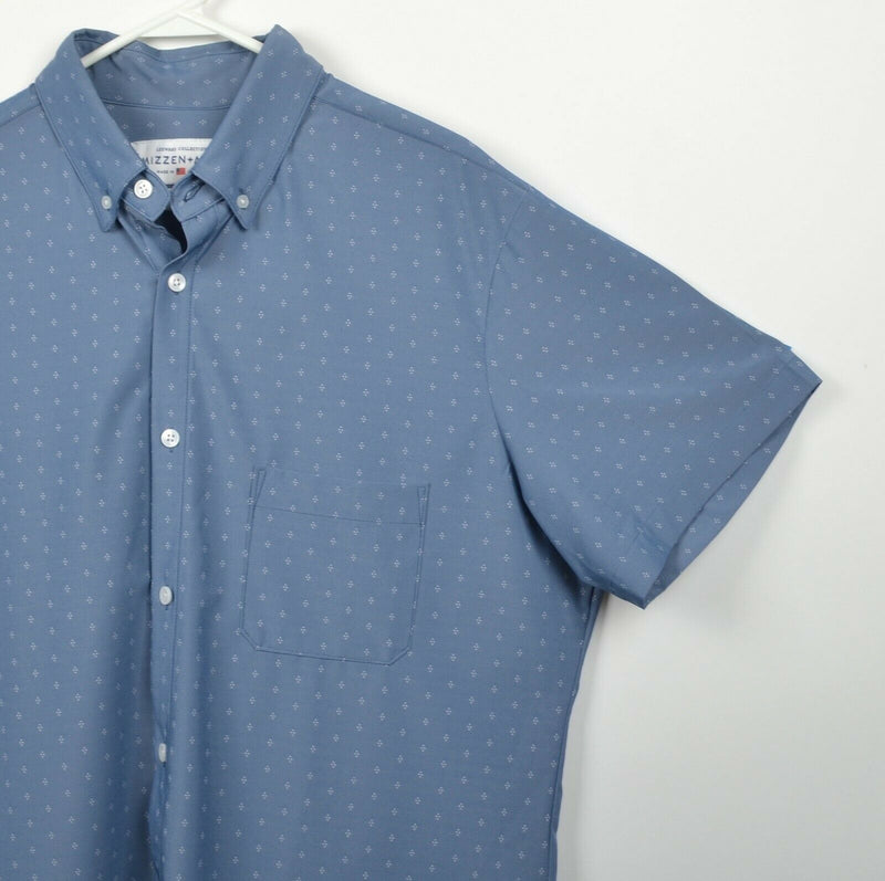 Mizzen + Main Men's Sz XL Trim Fit Leeward Collection Blue Diamond S/S Shirt