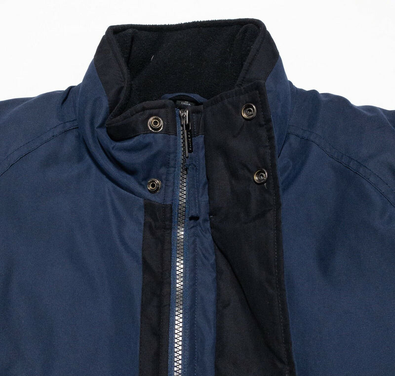 Claiborne Down Fill Jacket Men's Medium Puffer Parka Solid Navy Blue Full Zip