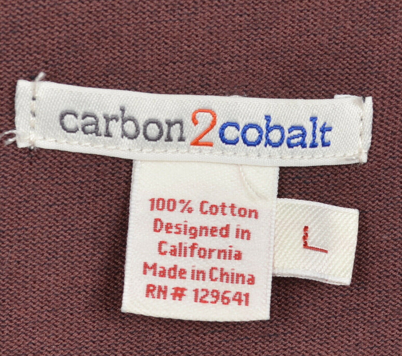 Carbon 2 Cobalt Men's Large Gray Burnt Orange Distressed Short Sleeve Polo Shirt