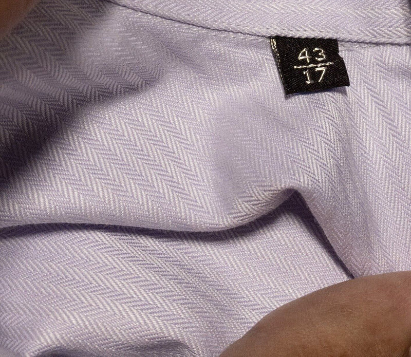 Canali Men's Dress Shirt 17 43 French Cuff Purple Designer Italy Long Sleeve