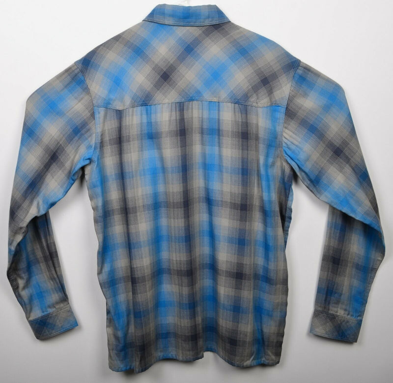 Simms Fishing Men's Large Blue Polyester Tencel Blend Flannel Button-Front Shirt