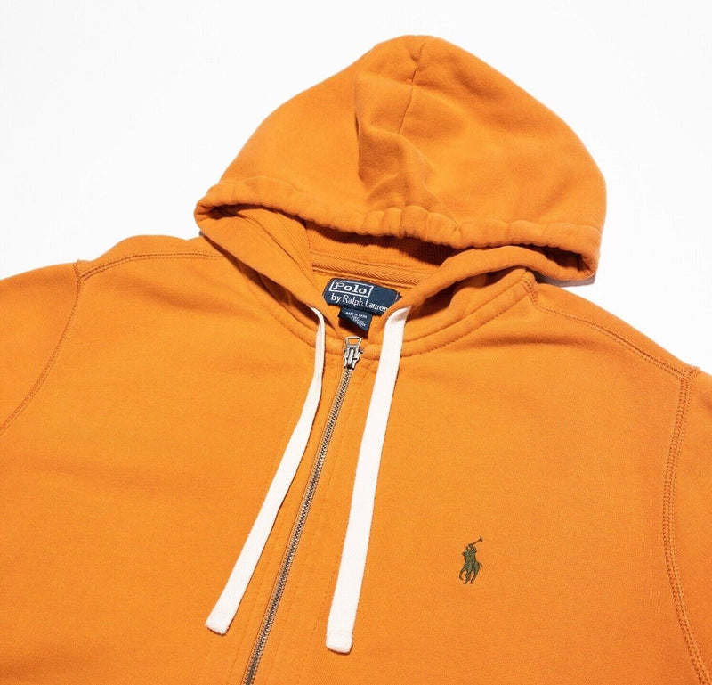 Polo Ralph Lauren Zip Up Hoodie Men's Large Orange Sweatshirt Preppy Classic