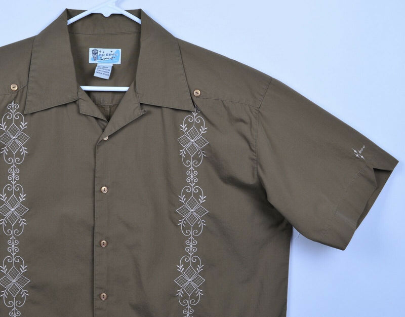 BC Ethic Lounge Men's Sz XL Brown Embroidered Retro Bowling Camp Shirt