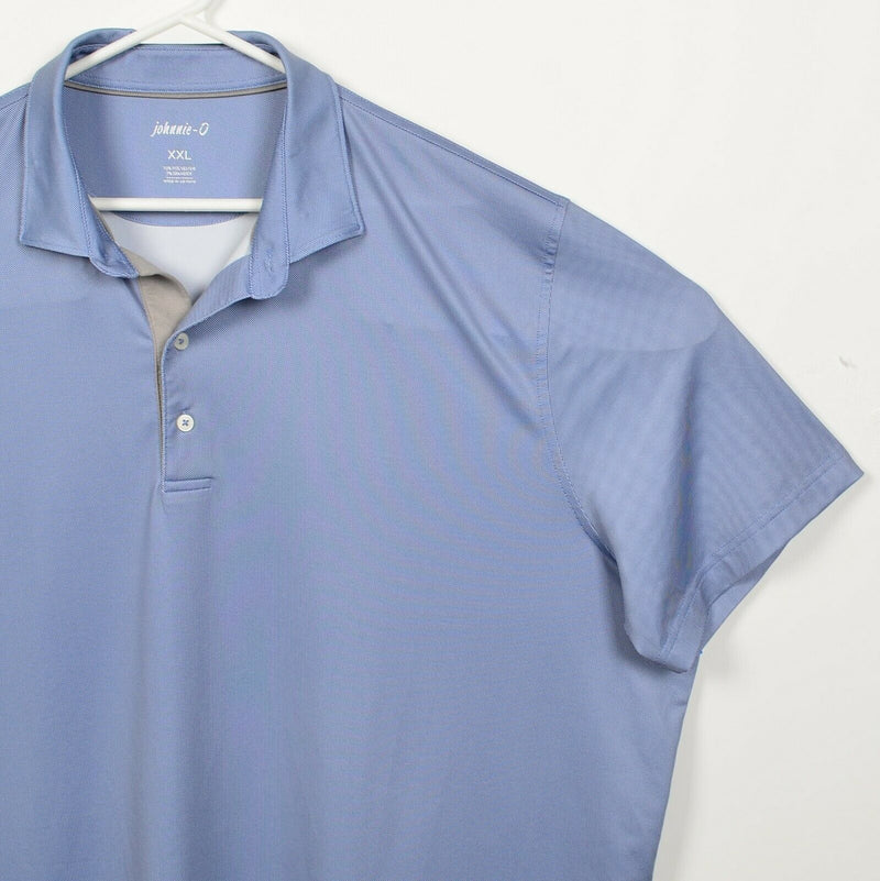 Johnnie-O Prep-Formance Men's 2XL Blue Micro-Check Wicking Golf Polo Shirt