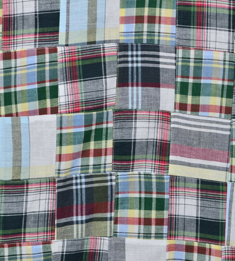 Siegfried Vintage Men's 2XL Patchwork Multi-Color Plaid Navy Button-Front Shirt
