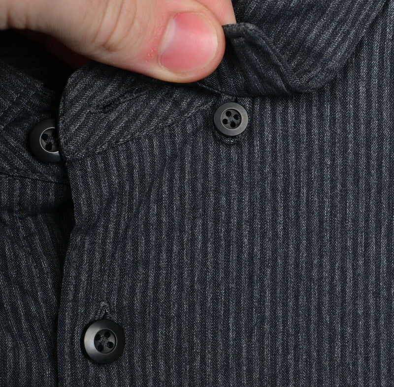 Lululemon Men's Sz XL/2XL? Gray Striped Button-Front Stretch Athleisure Shirt