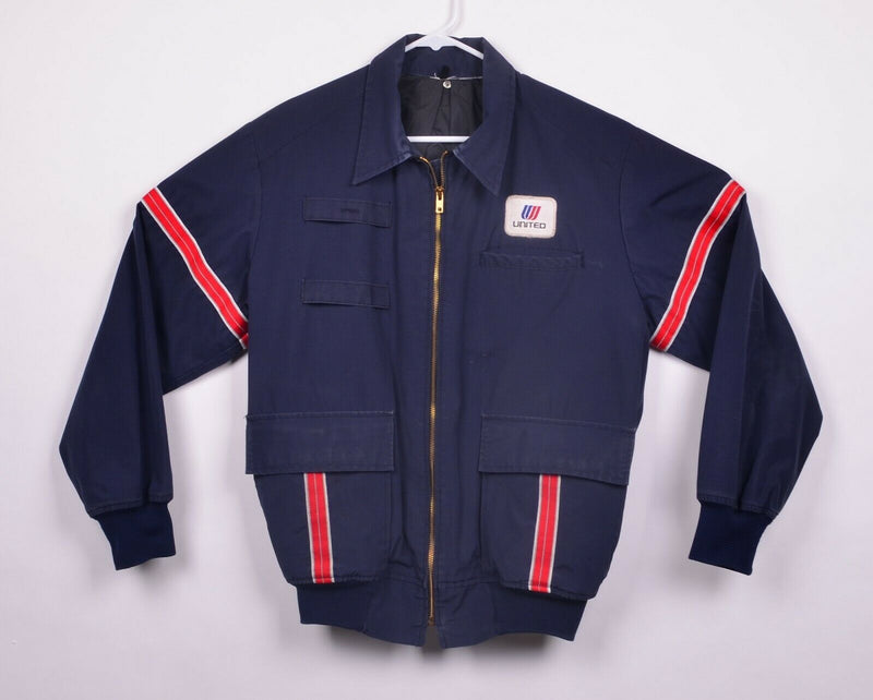 Vtg 80s United Airlines Men's Sz Medium Ground Crew Maintenance Navy Blue Jacket