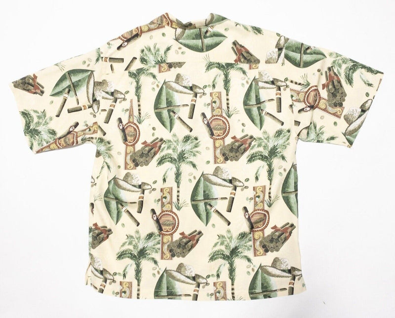 Tommy Bahama Cigar Shirt Silk Medium Men's Hawaiian Aloha Camp Floral Yellow