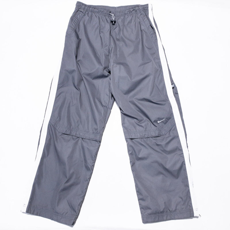 Nike Track Pants Men's XL Vintage Y2K Windbreaker Baggy Gray White Striped Logo