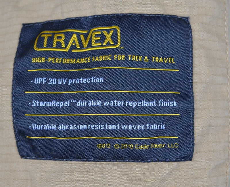 Eddie Bauer Men's Sz XL Travex Safari Travel Full Zip Snap Khaki Vest