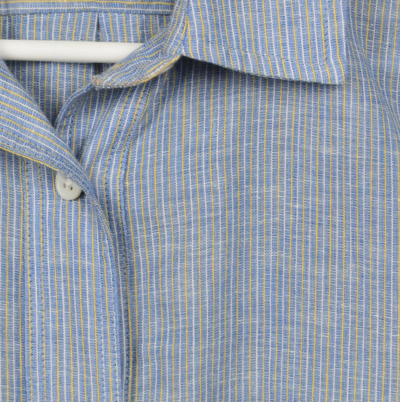 Steven Alan Women's Small Cotton Linen Blend Blue Striped USA Button-Front Shirt