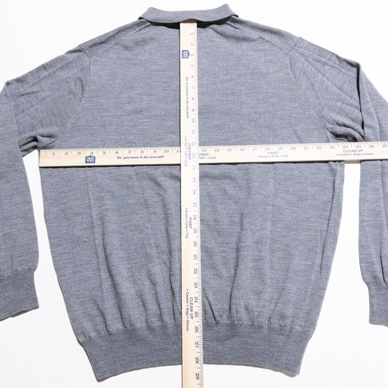 Peter Millar Sweater Men's XL Merino Wool Silk Blend Collared Gray Knit Polo