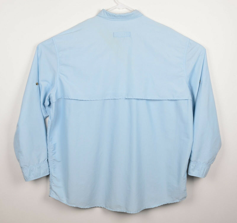 LL Bean Men's Sz 2XL Vented Light Blue Fishing Hiking Nylon Blend Shirt 192202