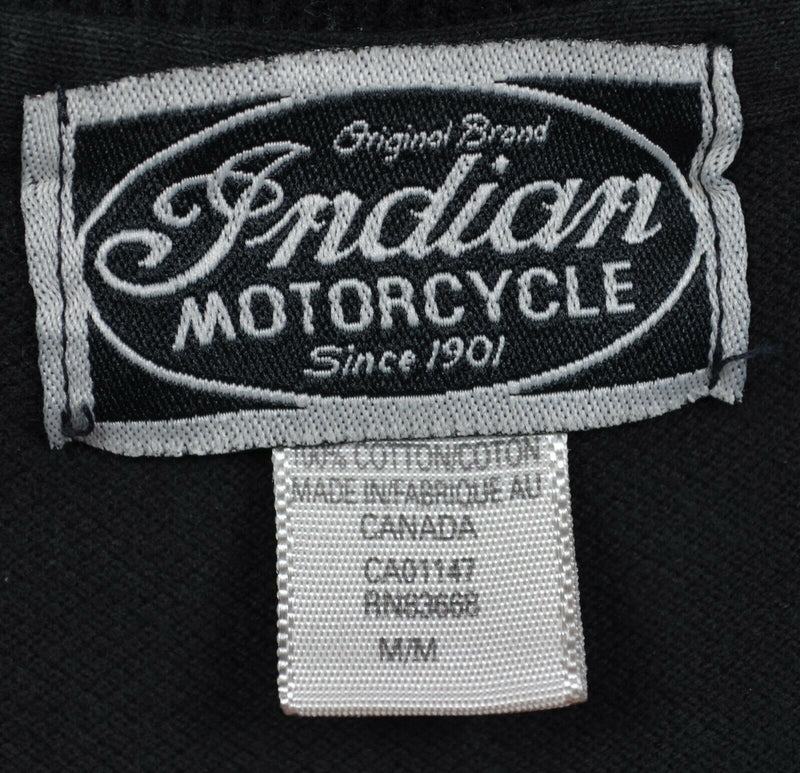 Indian Motorcycle Men's Medium 100 Years Flag Logo Motorcycle Black Polo Shirt