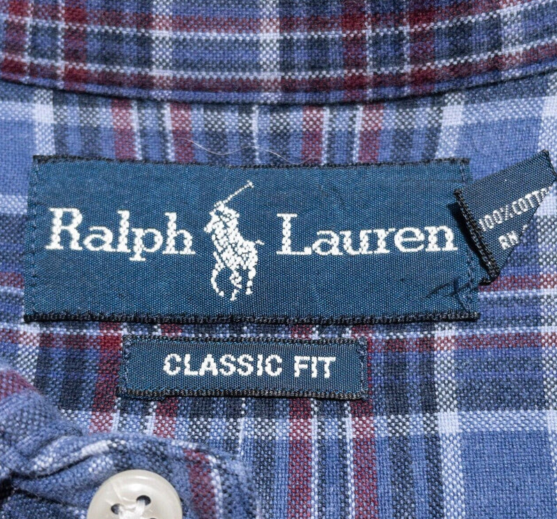 Polo Ralph Lauren Shirt Men's LT Large Tall Classic Long Sleeve Blue Red Plaid