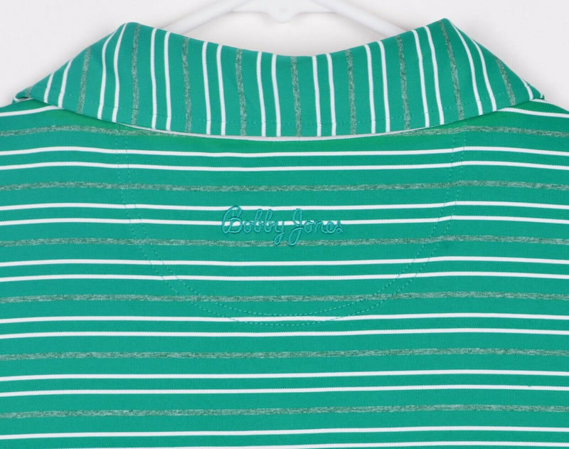 Bobby Jones Men's Sz XL X-H2O Green Heather Gray Striped Golf Polo Shirt