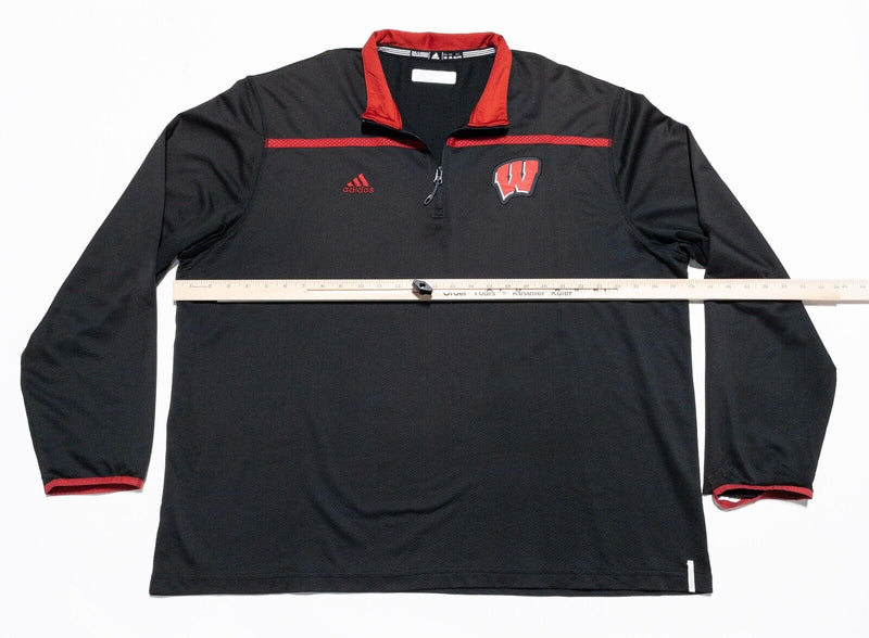 Wisconsin Badgers 1/4 Zip Men's 2XL Adidas ClimaLite Pullover Black Red College