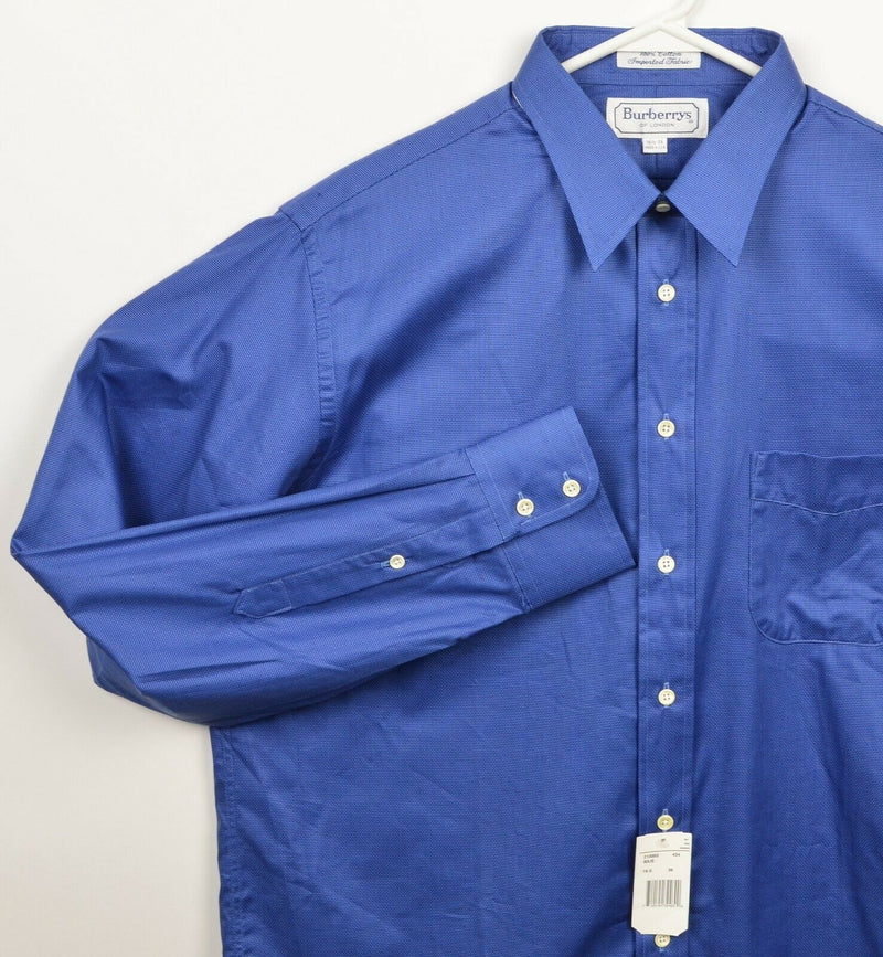 Burberrys Of London Men's 16.5-36 (Large) Solid Blue Vintage 90s USA Dress Shirt