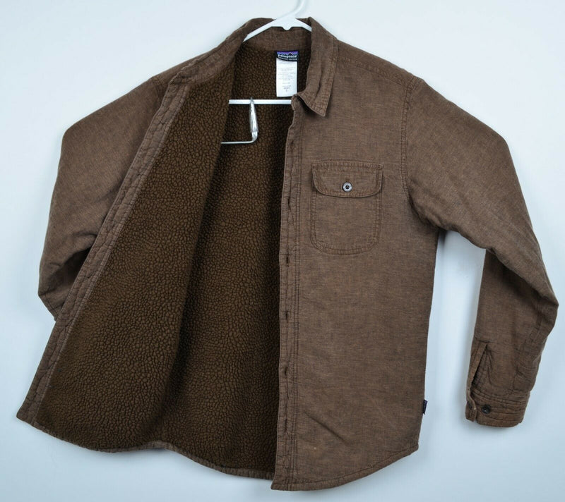 Patagonia Men's Small Hemp Blend Sherpa Lined Brown Cormac Shirt Jacket