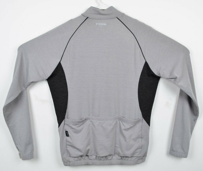 Trek Men's Large Polyester Wool Blend Gray 3/4 Zip Long Sleeve Cycling Top