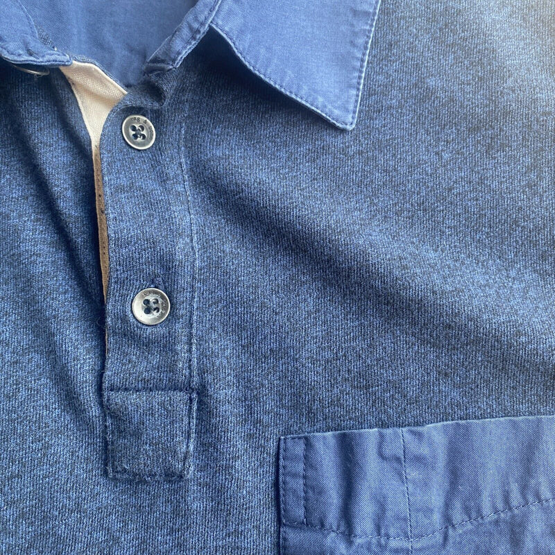Rag & Bone Men's Medium Navy Blue Indigo Designer Handmade Pocket Polo Shirt
