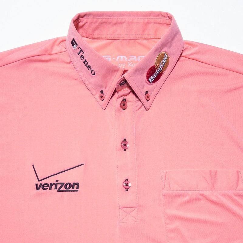 G-Mac by Kartel Golf Polo Men's Medium Tour Issue Logo Collar Peach Pink Wicking