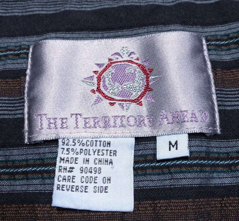 Territory Ahead Shirt Medium Men's Textured Cotton Blend Gray Stripe Long Sleeve