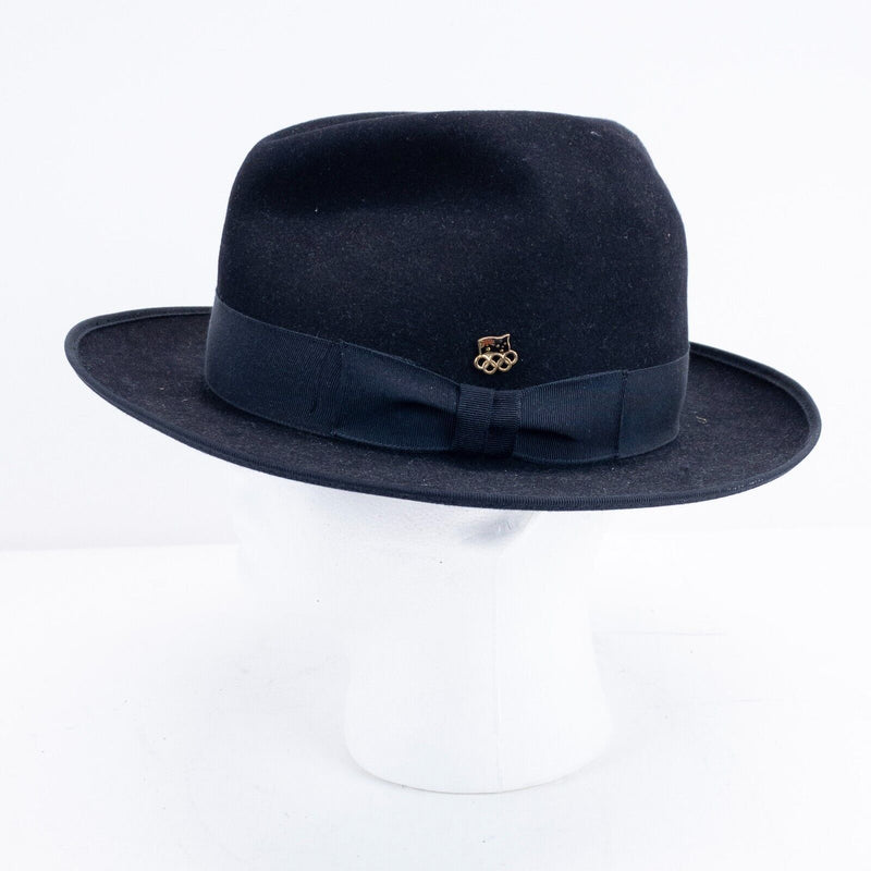 Akubra Bogart Fedora Hat Men's 60 Dark Navy Blue/Black Australia Fur Felt