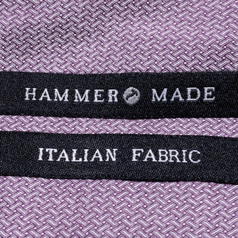 Hammer Made Shirt Mens 18.5/46 Flip Cuff Long Sleeve Purple Chevron Button-Front