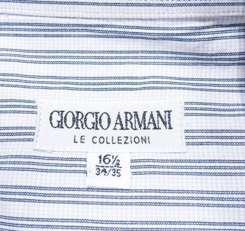 Giorgio Armani Le Collezioni Shirt 16.5 34/35 Mens White Blue Stripe Dress Shirt
