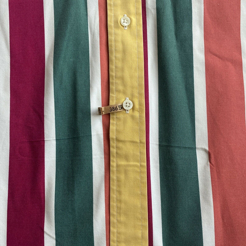 Tommy Hilfiger Men's XL Multi-Color Striped Lion Crest 90s Button-Down Shirt