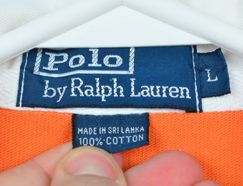 Polo Ralph Lauren Men's Large Solid Orange Padded Long Sleeve Rugby Shirt