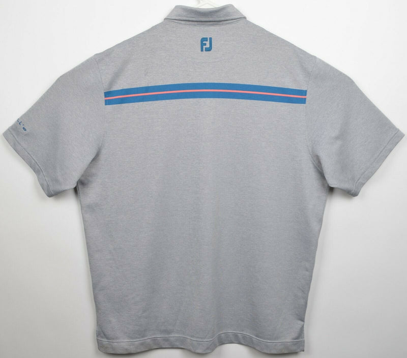 FootJoy Men's XL Gray Blue Striped Wicking FJ Golf Performance Polo Shirt