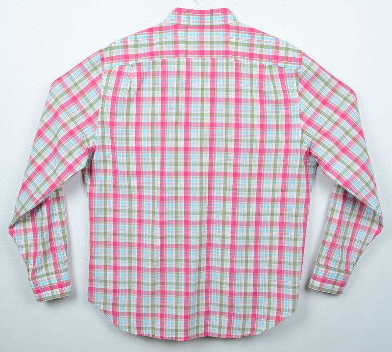 Bonobos Men's Sz Large Standard Fit Pink Green Blue Plaid Button-Down Shirt