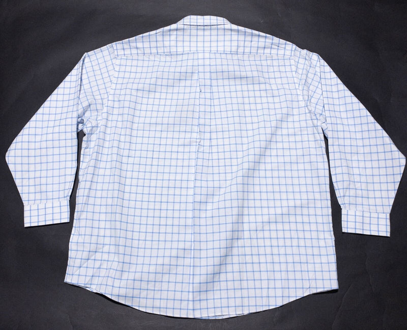 Brooks Brothers Madison Dress Shirt Men 2XL White Blue Check Non-Iron Brookscool
