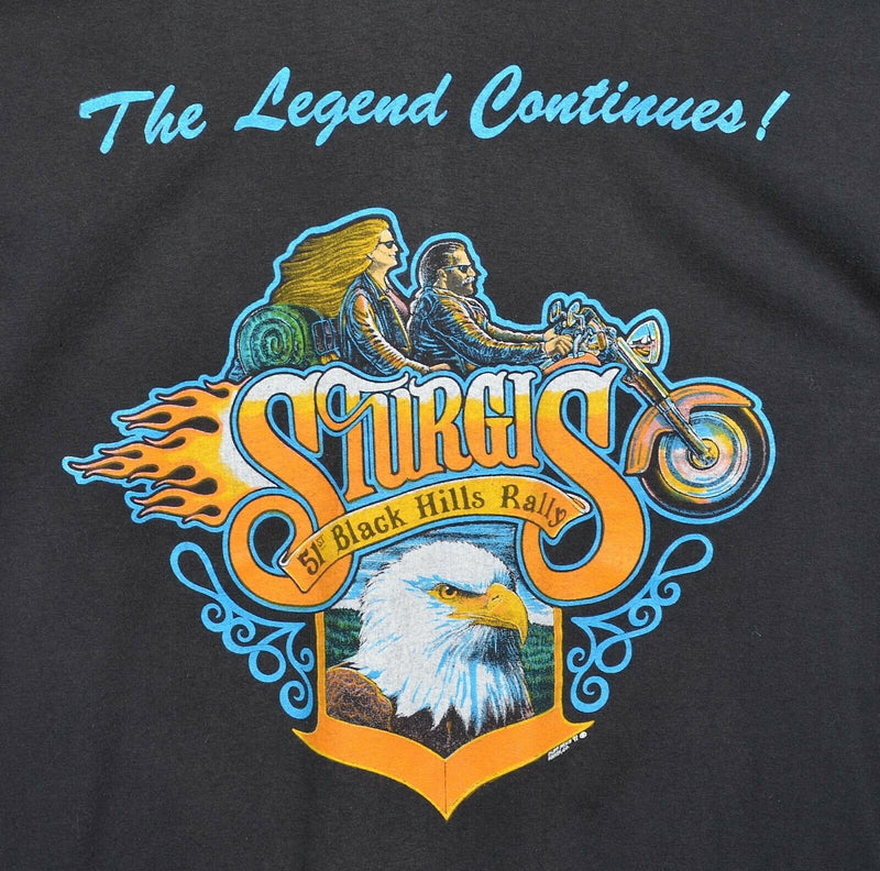 Vintage '91 Sturgis Men's Large Black Hills Rally Cliff Price Double-Sided Shirt