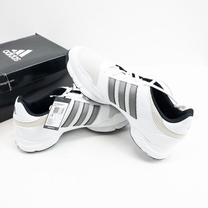 Adidas Golf Shoes Men's 10 Medium Spikes Tech Response 4.0 White Leather 816570
