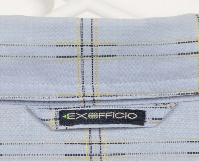 ExOfficio Men's XL Vented Blue Plaid Fishing Hiking Short Sleeve Button Shirt