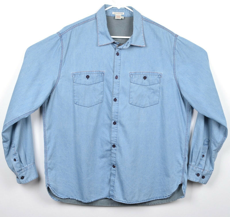 Carbon 2 Cobalt Men's Large Denim/Chambray Style Long Sleeve Button-Front Shirt