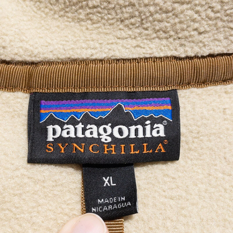 Patagonia Synchilla Snap T Jacket Men's XL Beige Two Tone Pullover Fleece 25580