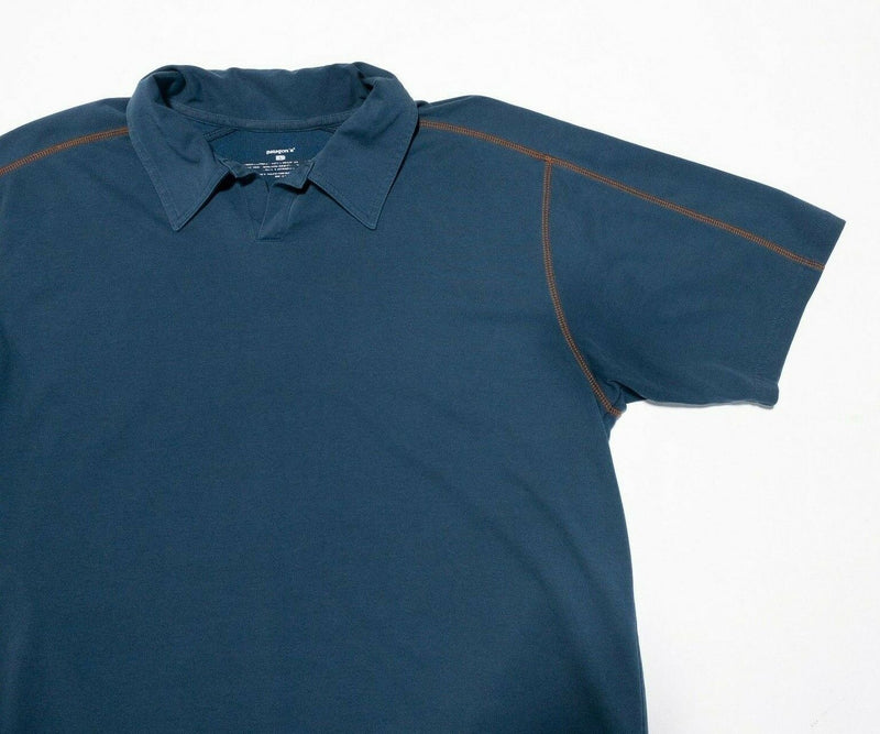 Patagonia Men's Stretch Polo Shirt Large Blue Short Sleeve UPF Sun Protection