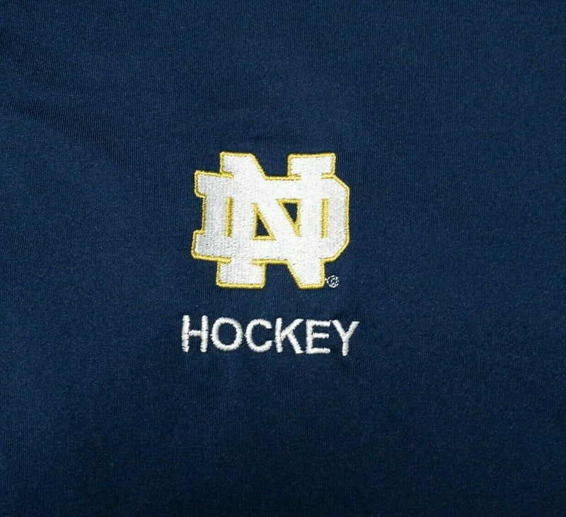 Notre Dame Hockey Men's Large Under Armour Cold Black Team Issue Polo Shirt Blue