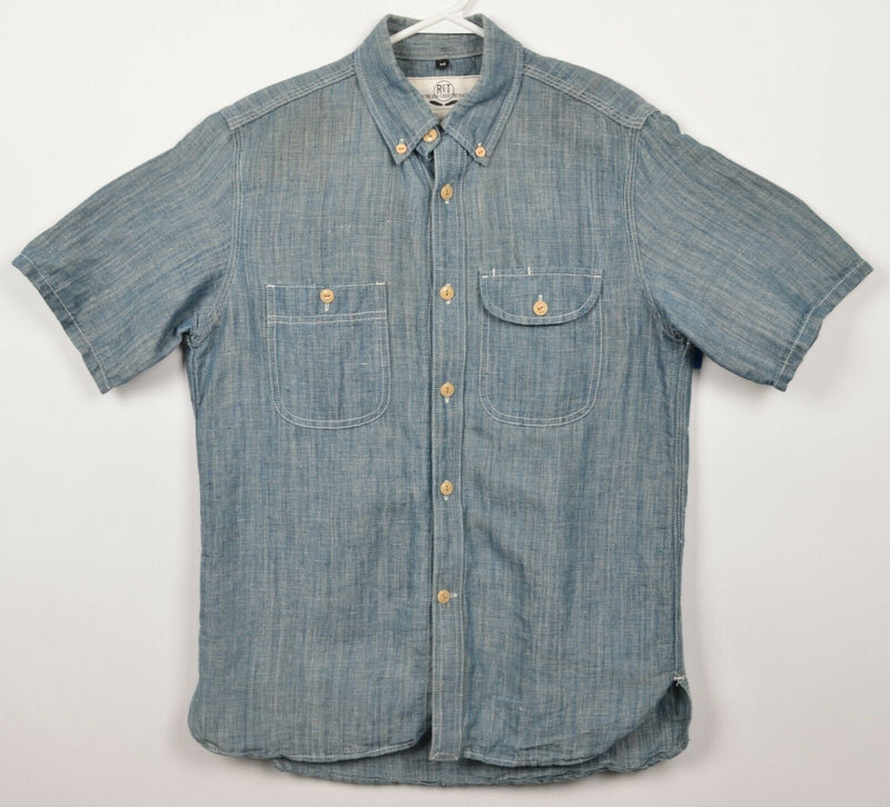 Rogue Territory Men's Medium Natural Indigo Blue Short Sleeve Button Work Shirt