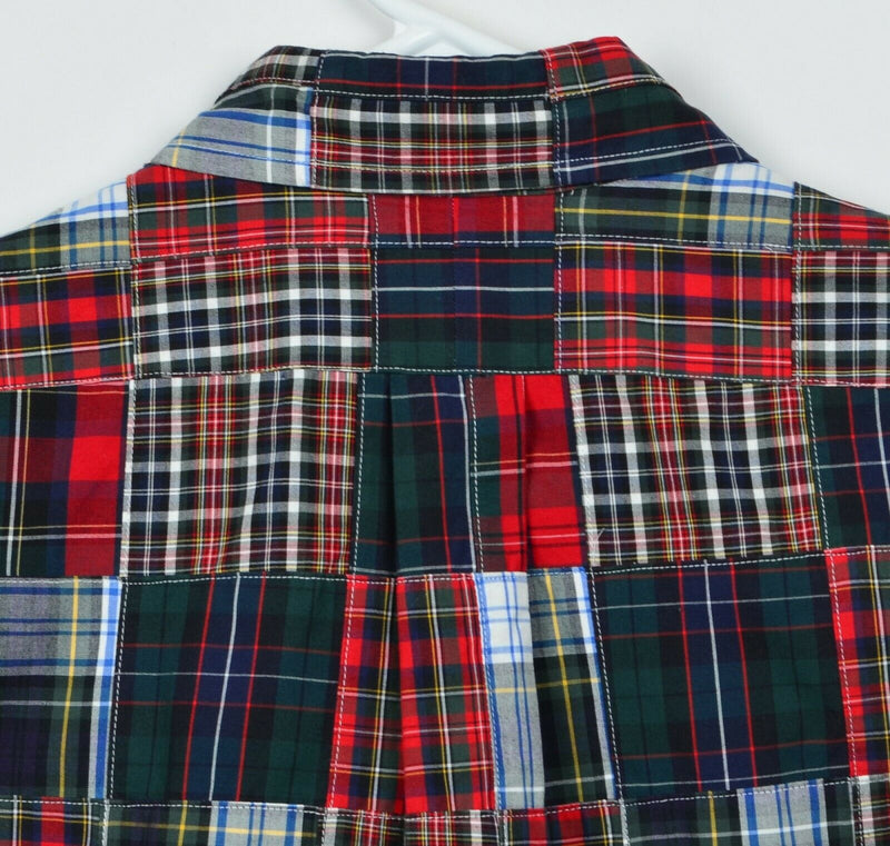 Vtg 90s Polo Ralph Lauren Men's Medium Patchwork Tartan Plaid Button-Down Shirt